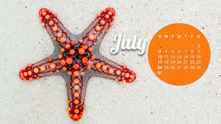 July 2016 Calendar Wallpaper