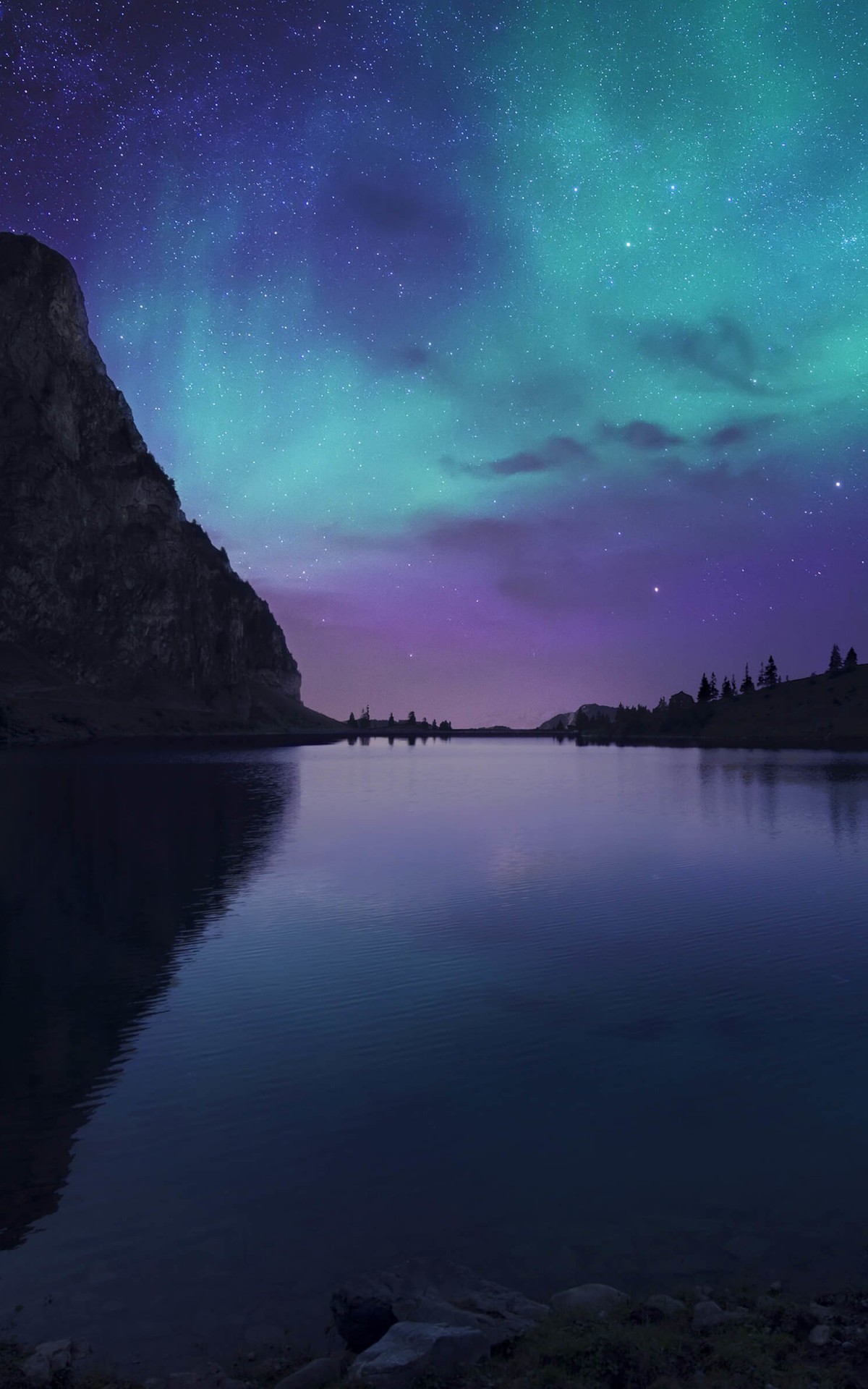 Download Aurora Over Bannalpsee - Switzerland HD wallpaper for Kindle