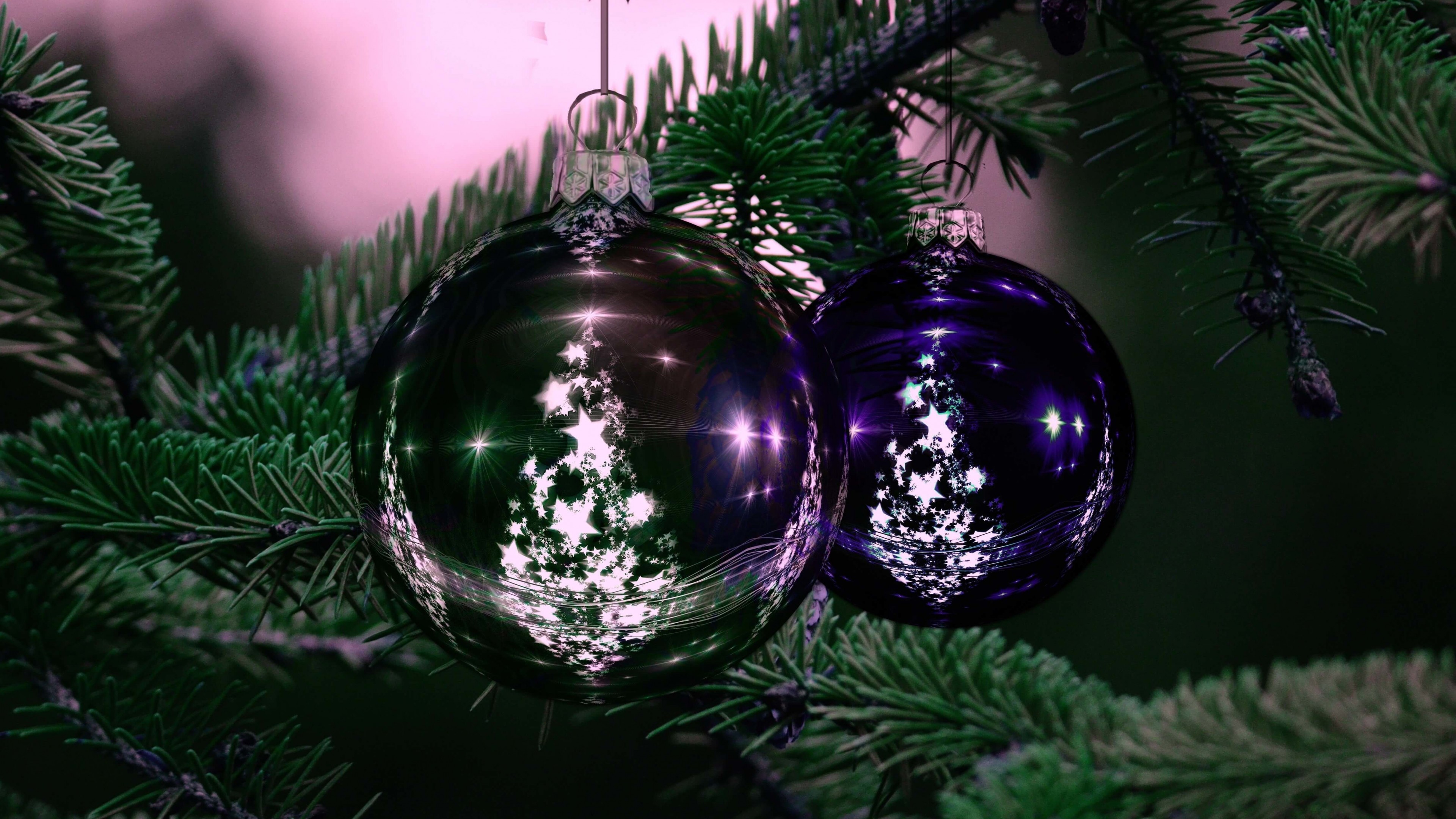 Download Beautiful Christmas Tree Ornaments HD wallpaper for 4K 3840 x