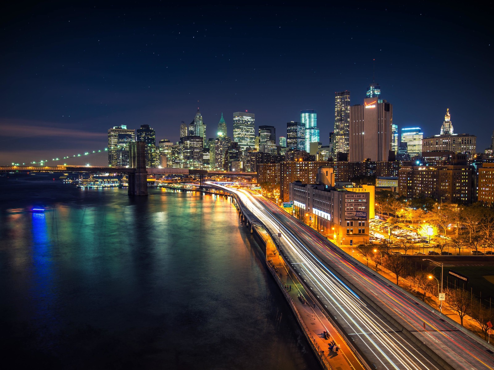 Download Manhattan Starry Night HD wallpaper for 1600 x