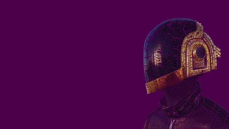 Daft Punk Typographic Portrait Wallpaper