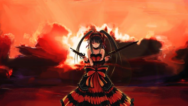 Wallpaper ID 116863  Tokisaki Kurumi Date A Live simple background  anime girls anime dress free download