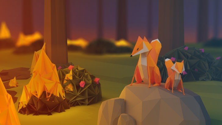 Low Poly Foxes Wallpaper