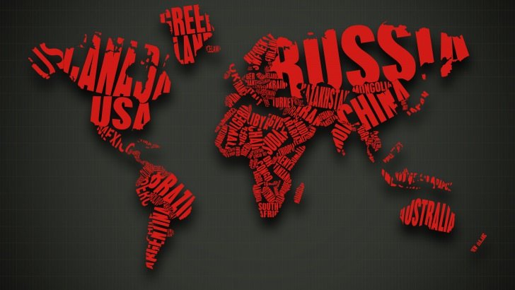 Red World Map Typography Wallpaper