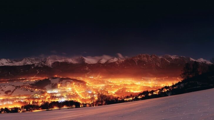 Zakopane City At Night - Poland Wallpaper - World HD ...