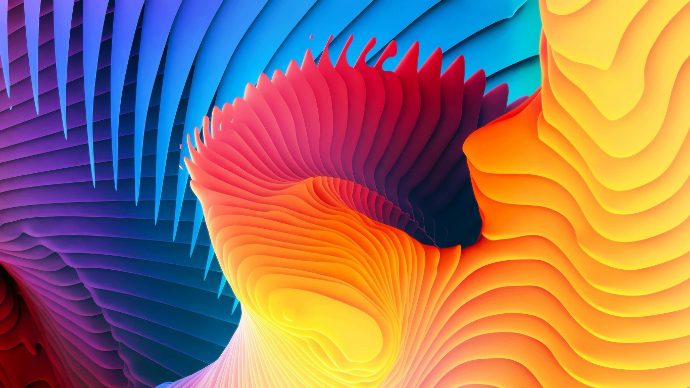 3D Colorful Spiral Wallpaper for Desktop 1366x768