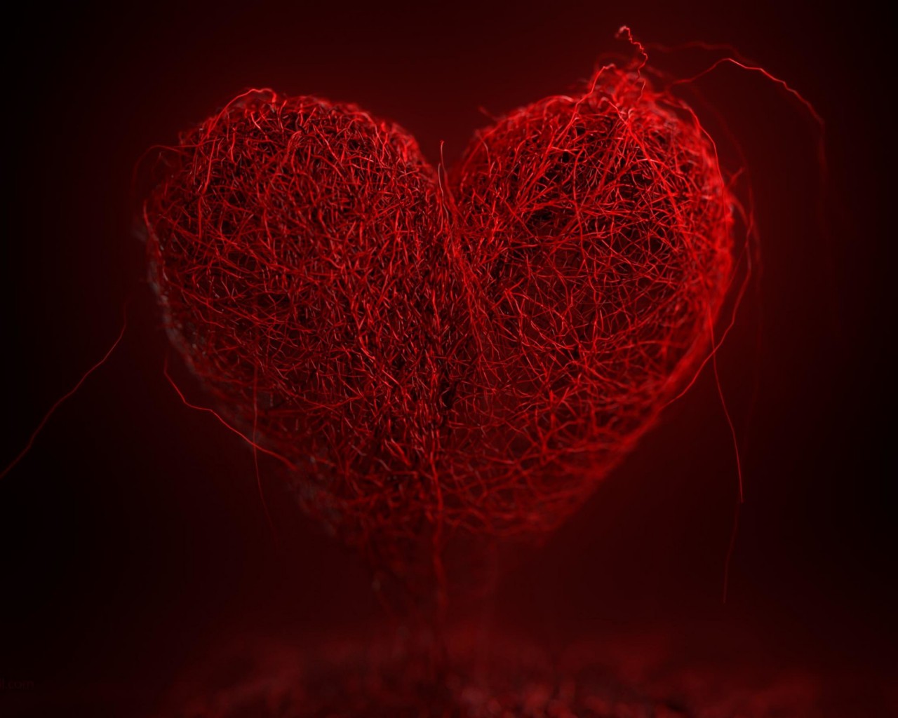 3D String Art Heart Wallpaper for Desktop 1280x1024
