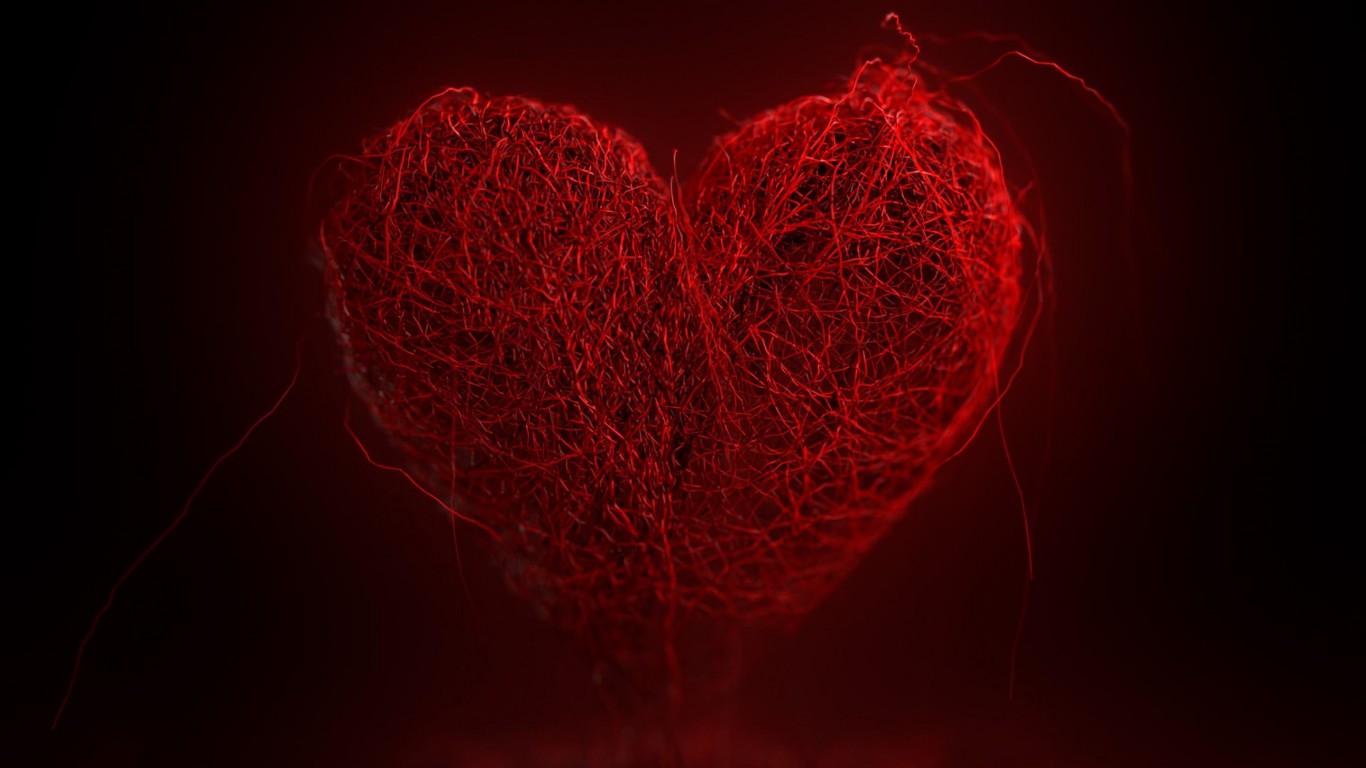 3D String Art Heart Wallpaper for Desktop 1366x768