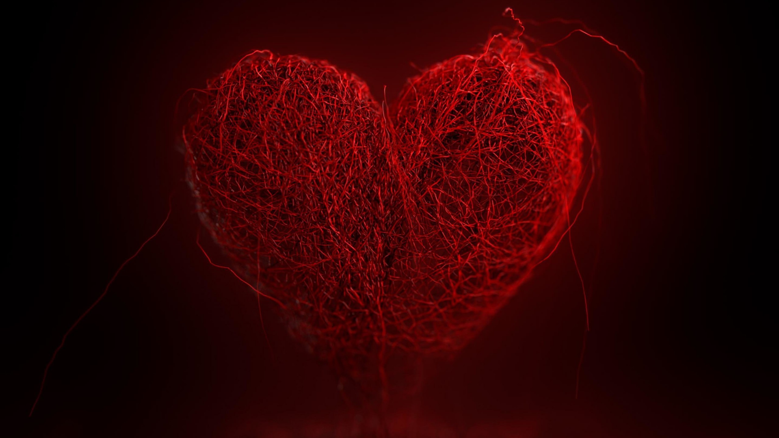 3D String Art Heart Wallpaper for Desktop 2560x1440