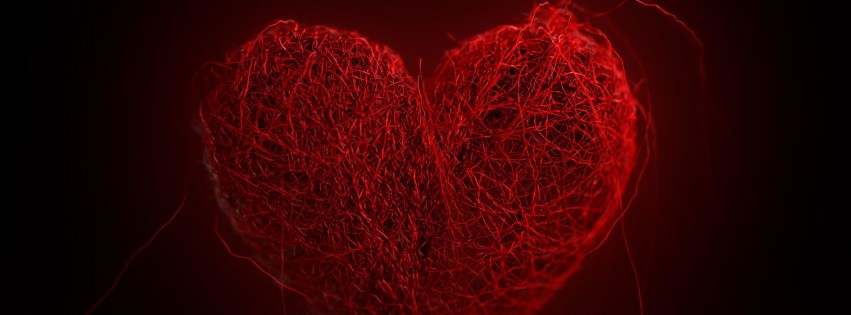 3D String Art Heart Wallpaper for Social Media Facebook Cover
