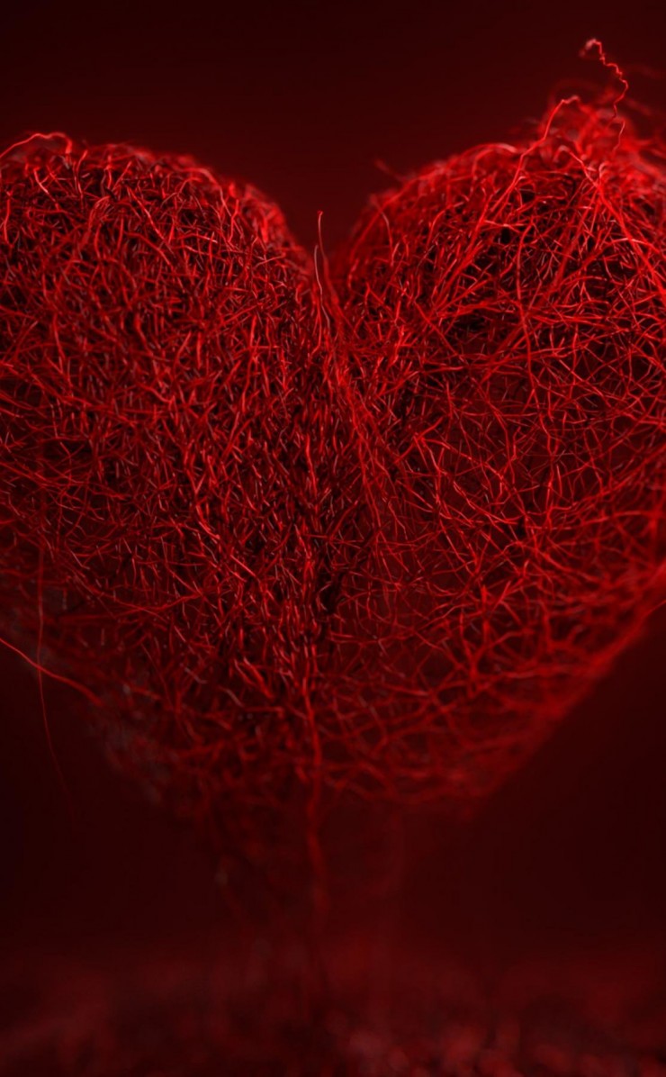 3D String Art Heart Wallpaper for Apple iPhone 4 / 4s