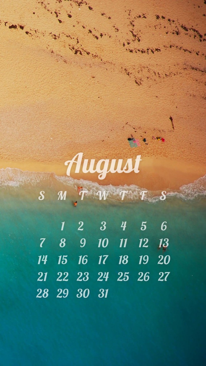August 2016 Calendar Wallpaper for Motorola Droid Razr HD
