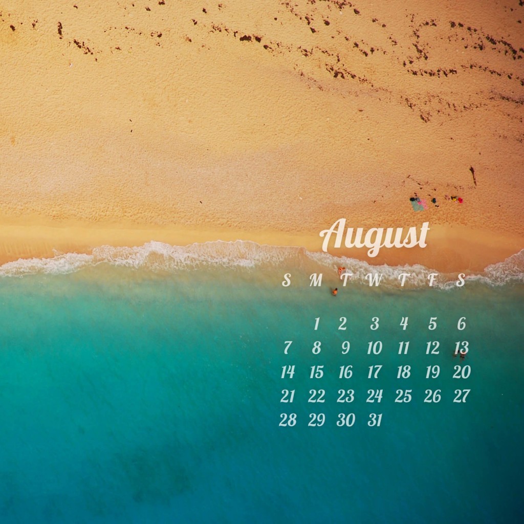 August 2016 Calendar Wallpaper for Apple iPad