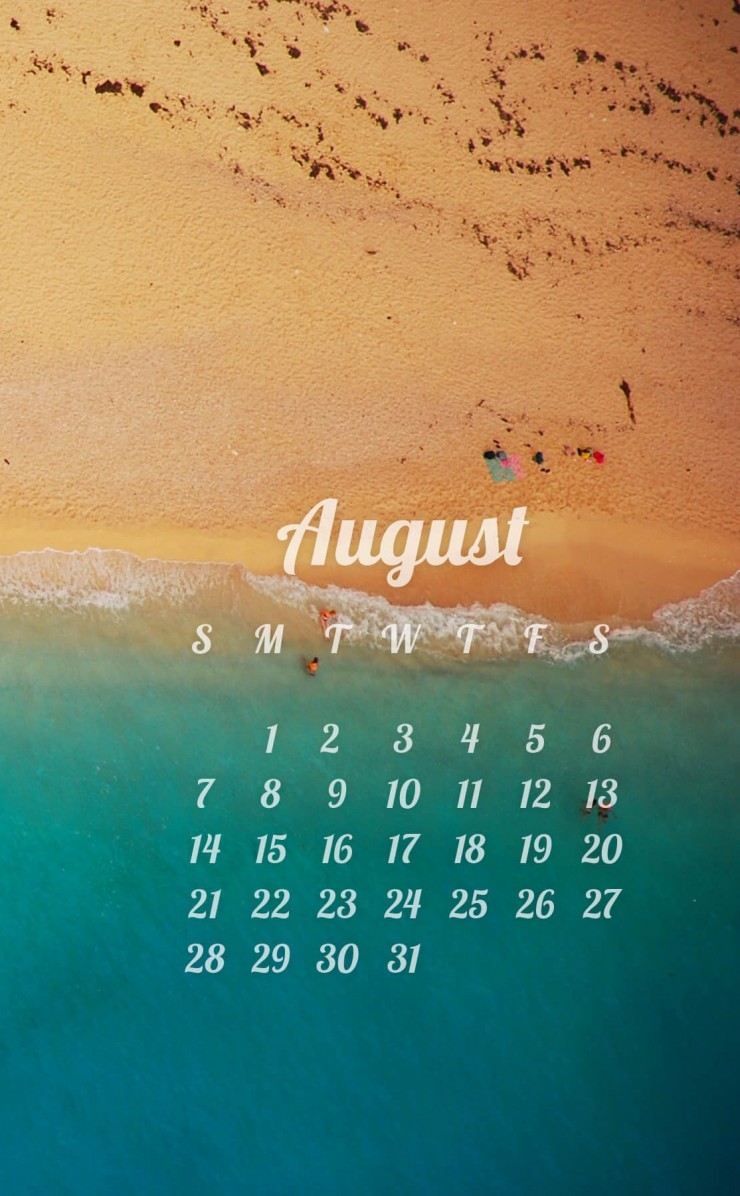 August 2016 Calendar Wallpaper for Apple iPhone 4 / 4s