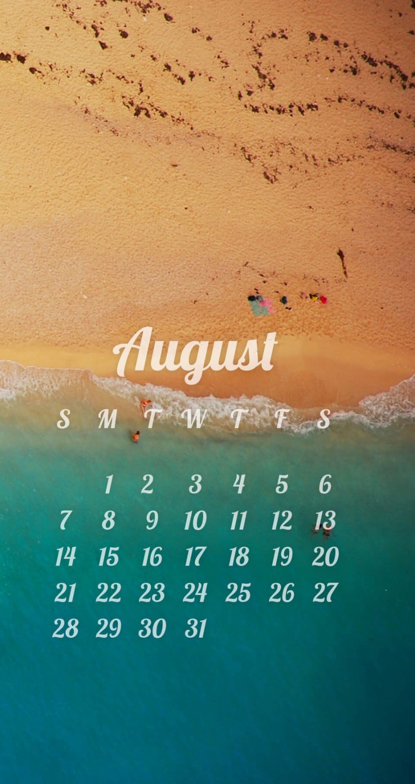 August 2016 Calendar Wallpaper for Apple iPhone 6 / 6s