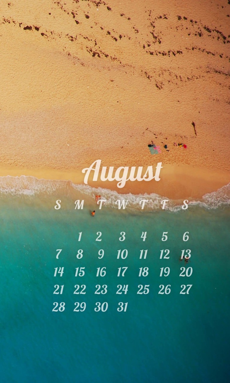August 2016 Calendar Wallpaper for LG Optimus G