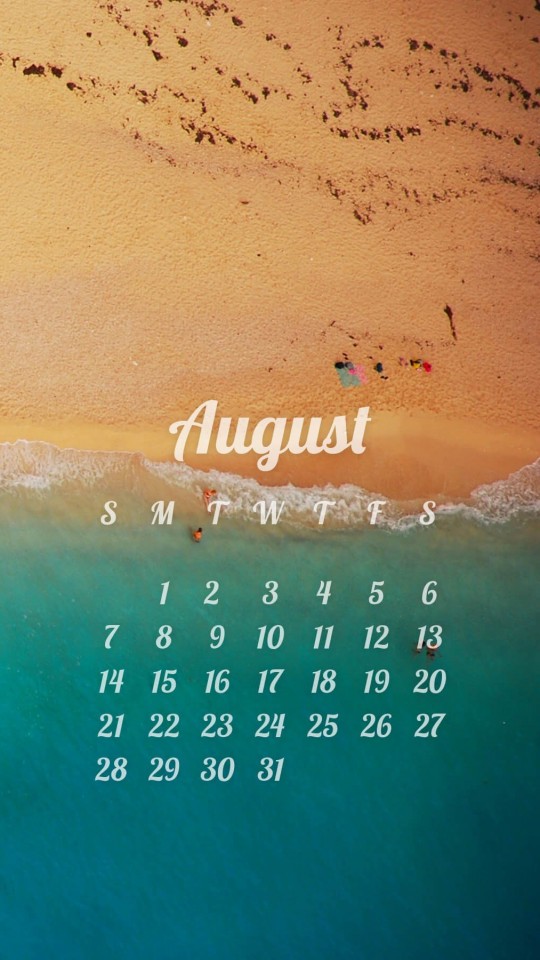 August 2016 Calendar Wallpaper for Motorola Moto E