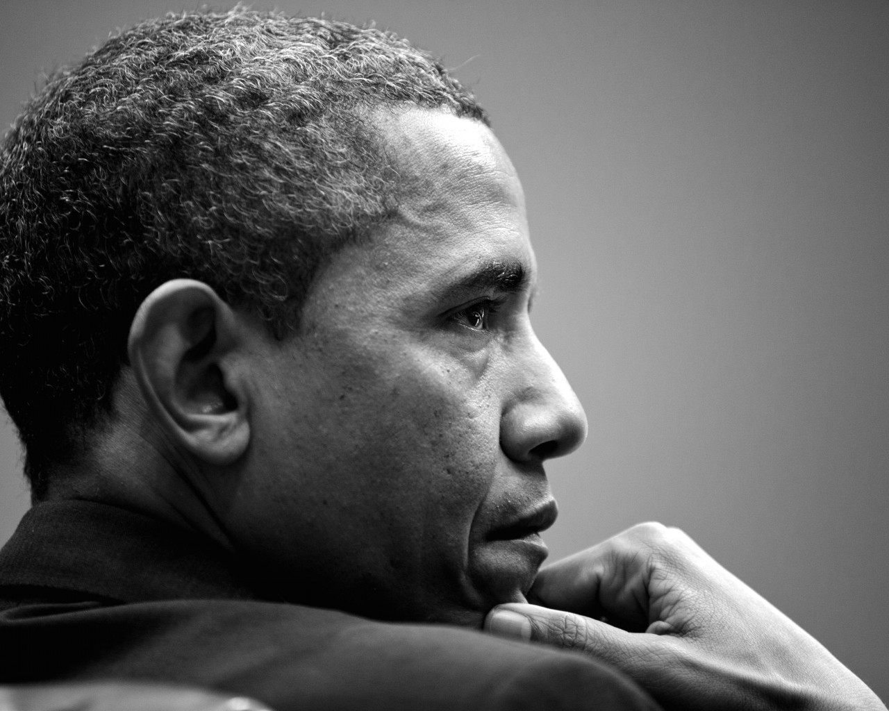 Barack Obama in Black & White Wallpaper for Desktop 1280x1024