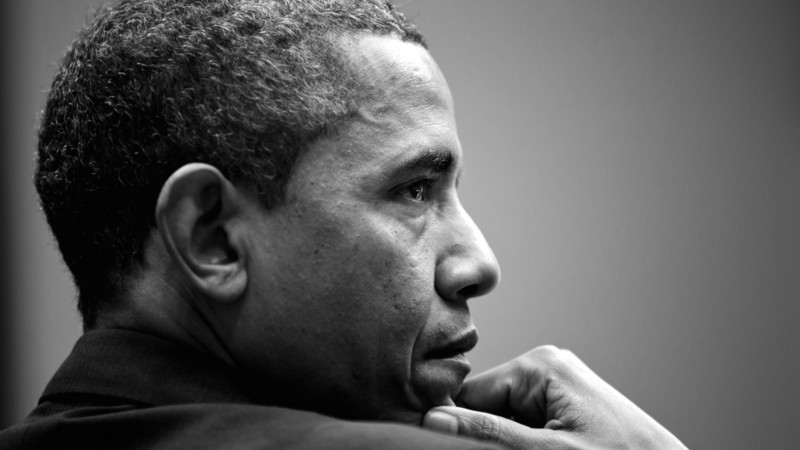 Barack Obama in Black & White Wallpaper for Desktop 1600x900