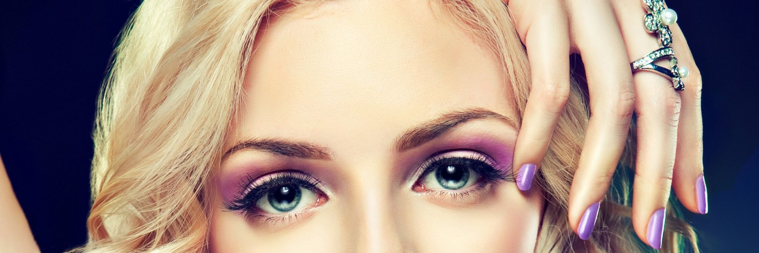 Beautiful Blonde Girl With Lilac Makeup Wallpaper for Social Media Twitter Header