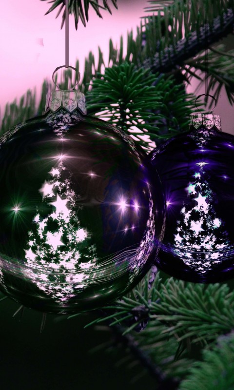 Beautiful Christmas Tree Ornaments Wallpaper for SAMSUNG Galaxy S3 Mini