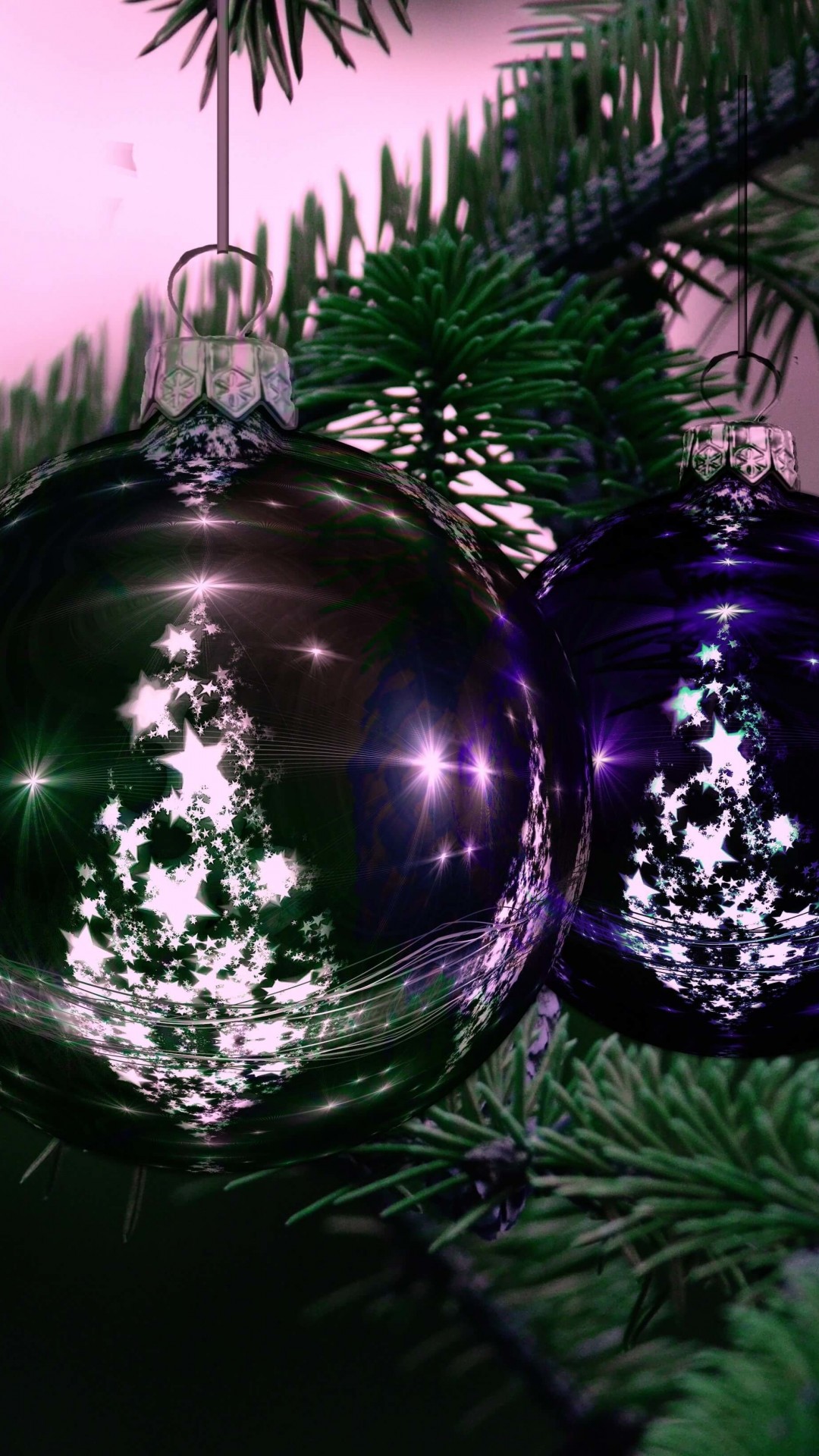 Beautiful Christmas Tree Ornaments Wallpaper for SAMSUNG Galaxy S4