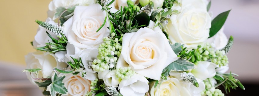 Beautiful White Roses Bouquet Wallpaper for Social Media Facebook Cover