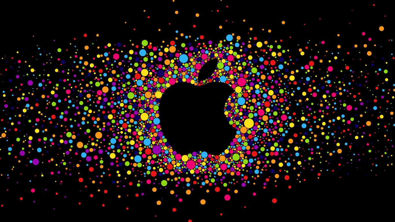 Black Apple Logo Particles Wallpaper for Desktop 1366x768