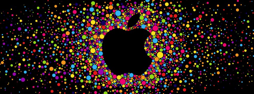 Black Apple Logo Particles Wallpaper for Social Media Facebook Cover