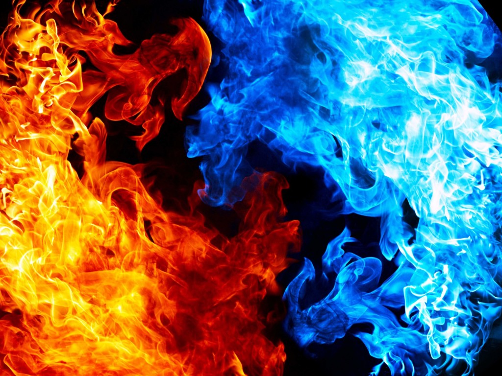 Blue And Red Fire Wallpaper for Desktop 1024x768