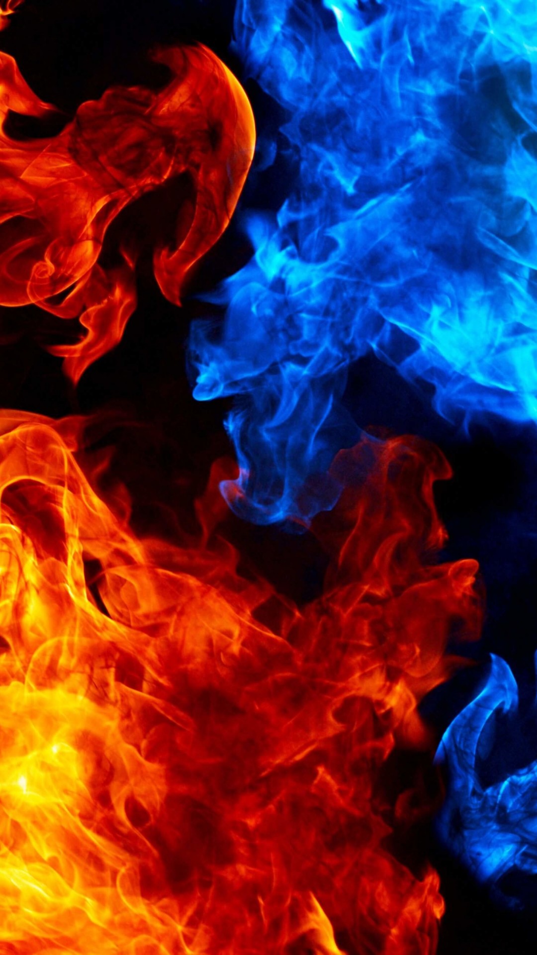 Blue And Red Fire Wallpaper for HTC One