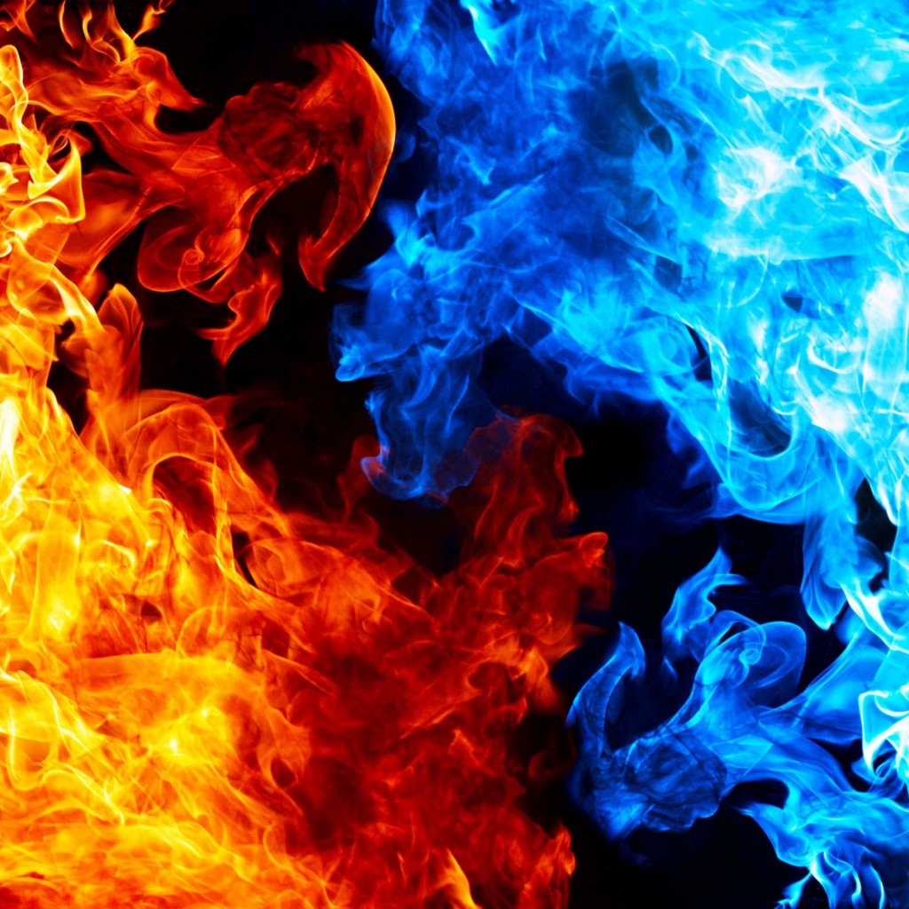 Blue And Red Fire Wallpaper for Apple iPad