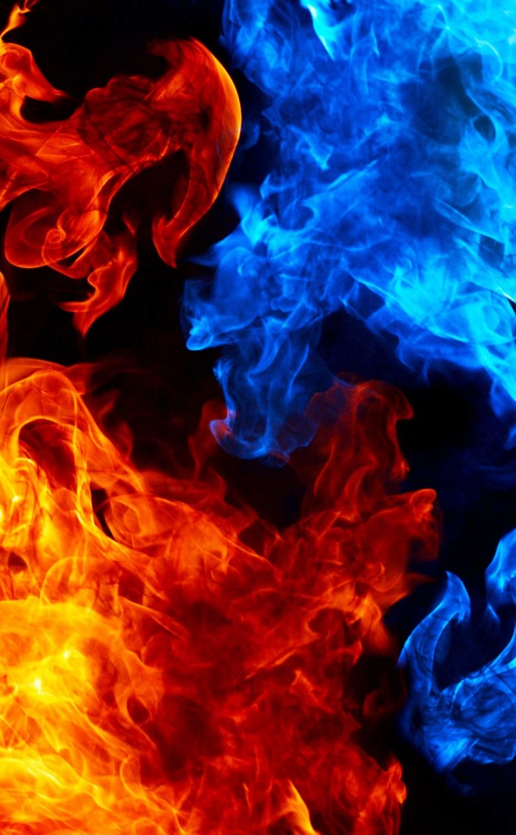 Blue And Red Fire Wallpaper for Apple iPhone 4 / 4s