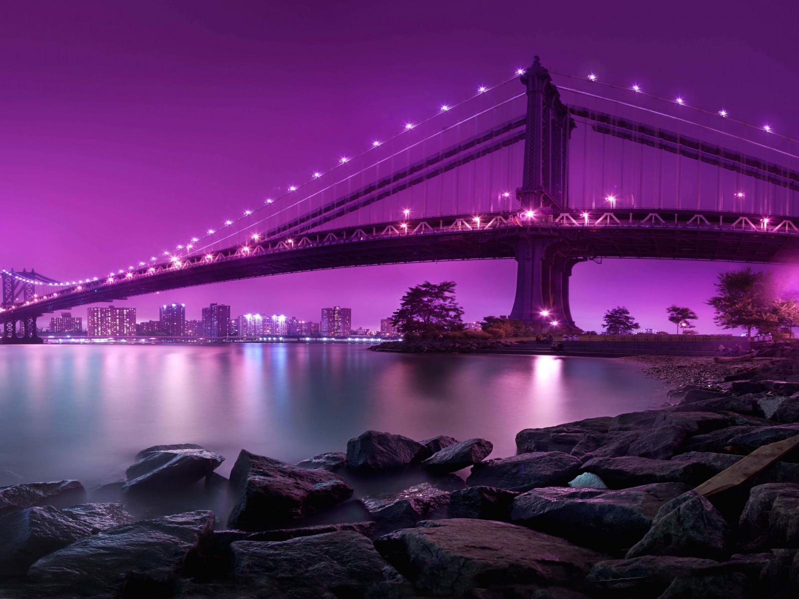 Brooklyn Bridge by night Wallpaper for Desktop 1600x1200