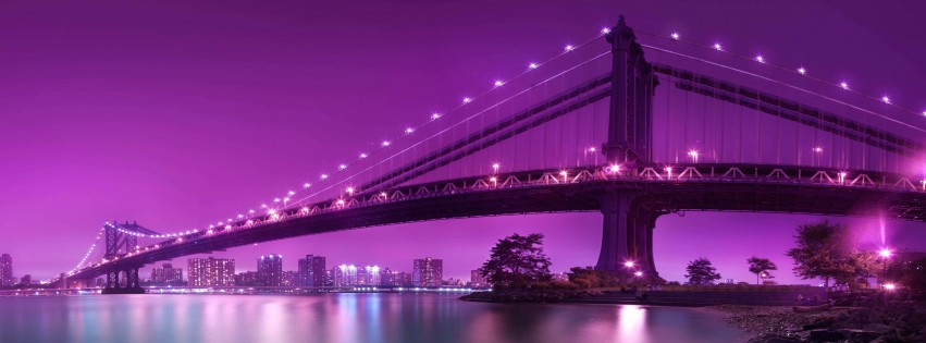 Brooklyn Bridge by night Wallpaper for Social Media Facebook Cover
