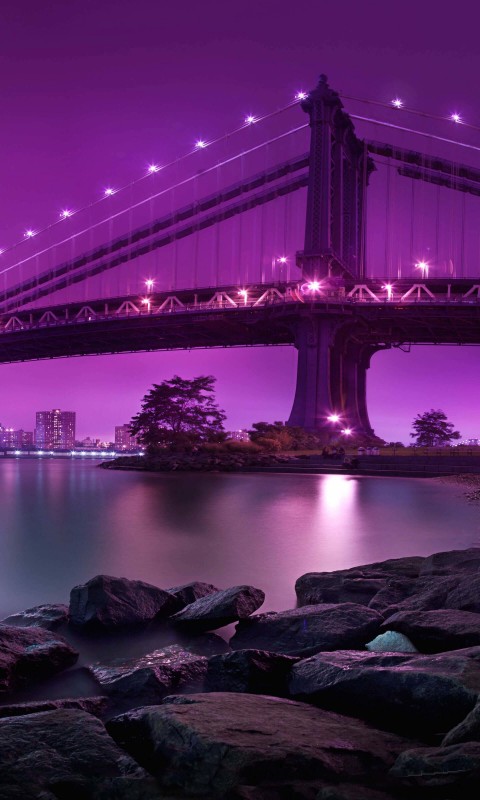 Brooklyn Bridge by night Wallpaper for HTC Desire HD