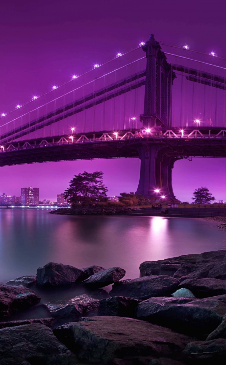 Brooklyn Bridge by night Wallpaper for Apple iPhone 4 / 4s