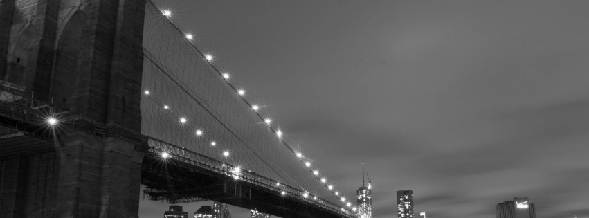 Brooklyn Bridge, New York City in Black & White Wallpaper for Social Media Facebook Cover