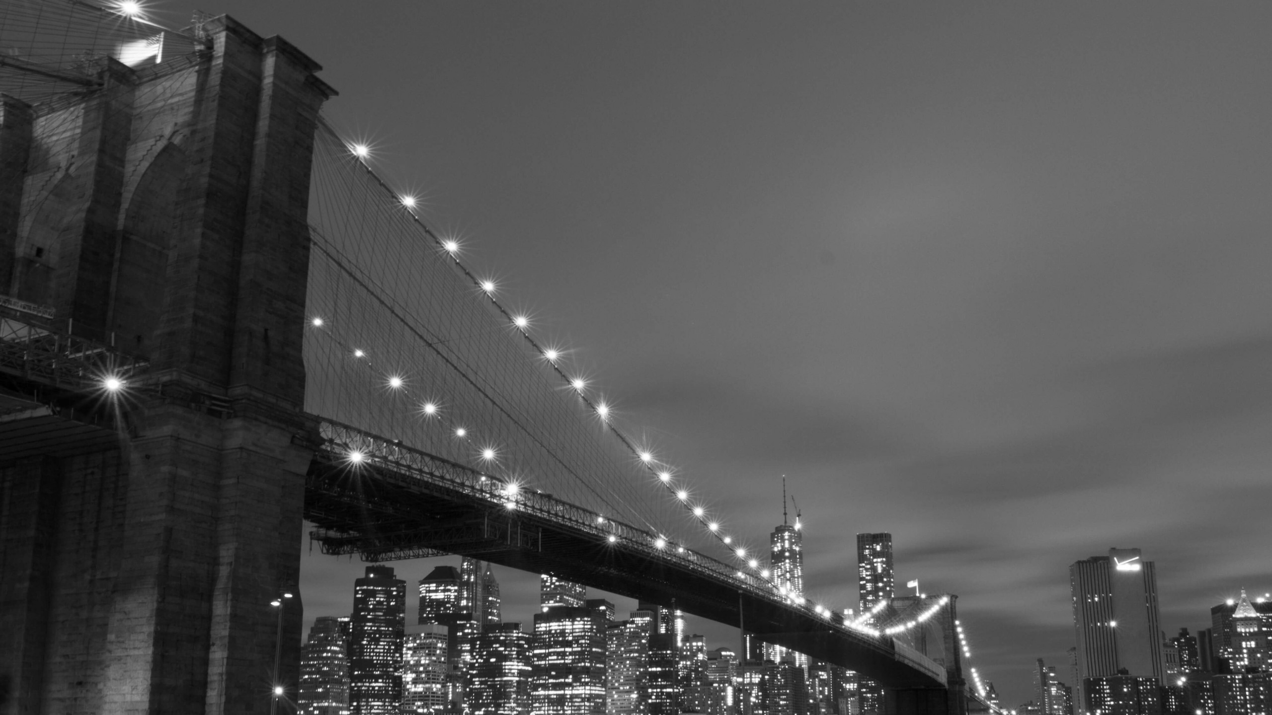 Brooklyn Bridge, New York City in Black & White Wallpaper for Social Media YouTube Channel Art