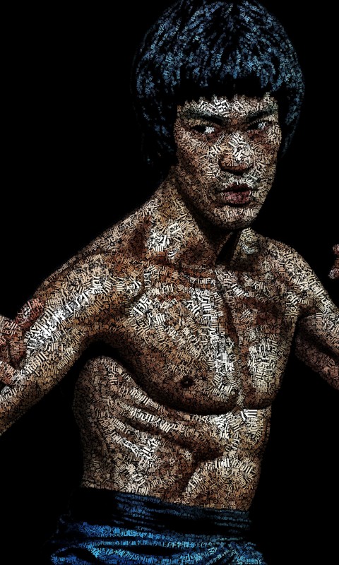 Bruce Lee Typographic Art Portrait Wallpaper for HTC Desire HD