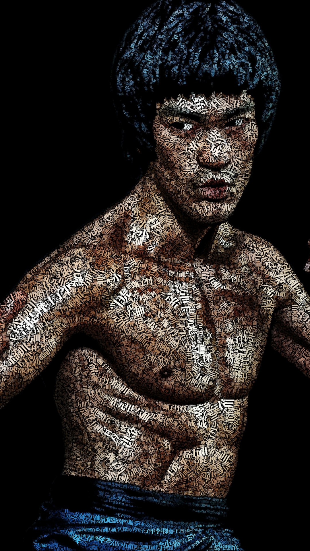 Bruce Lee Typographic Art Portrait Wallpaper for HTC One