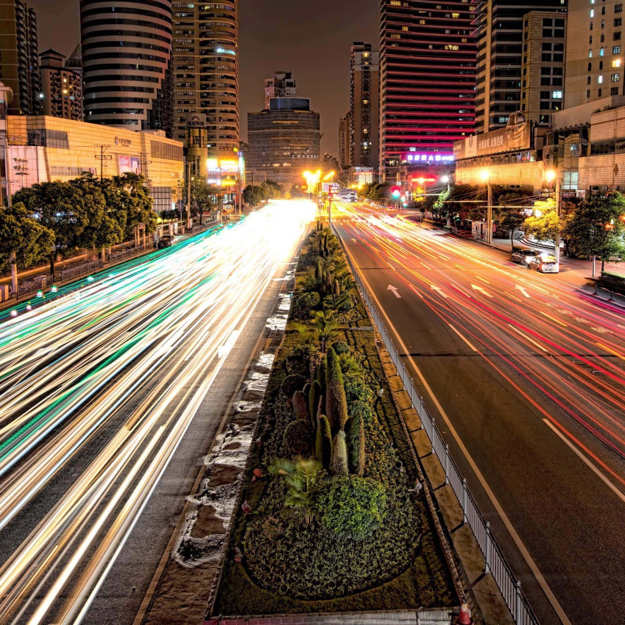 Busy Road in Shanghai at Night Wallpaper for Apple iPad mini