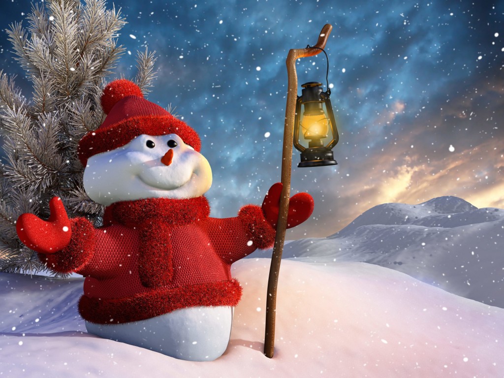 Christmas Snowman Wallpaper for Desktop 1024x768
