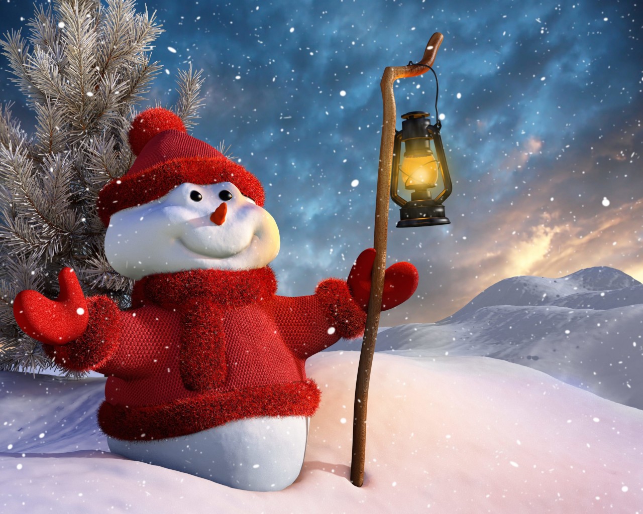 Christmas Snowman Wallpaper for Desktop 1280x1024