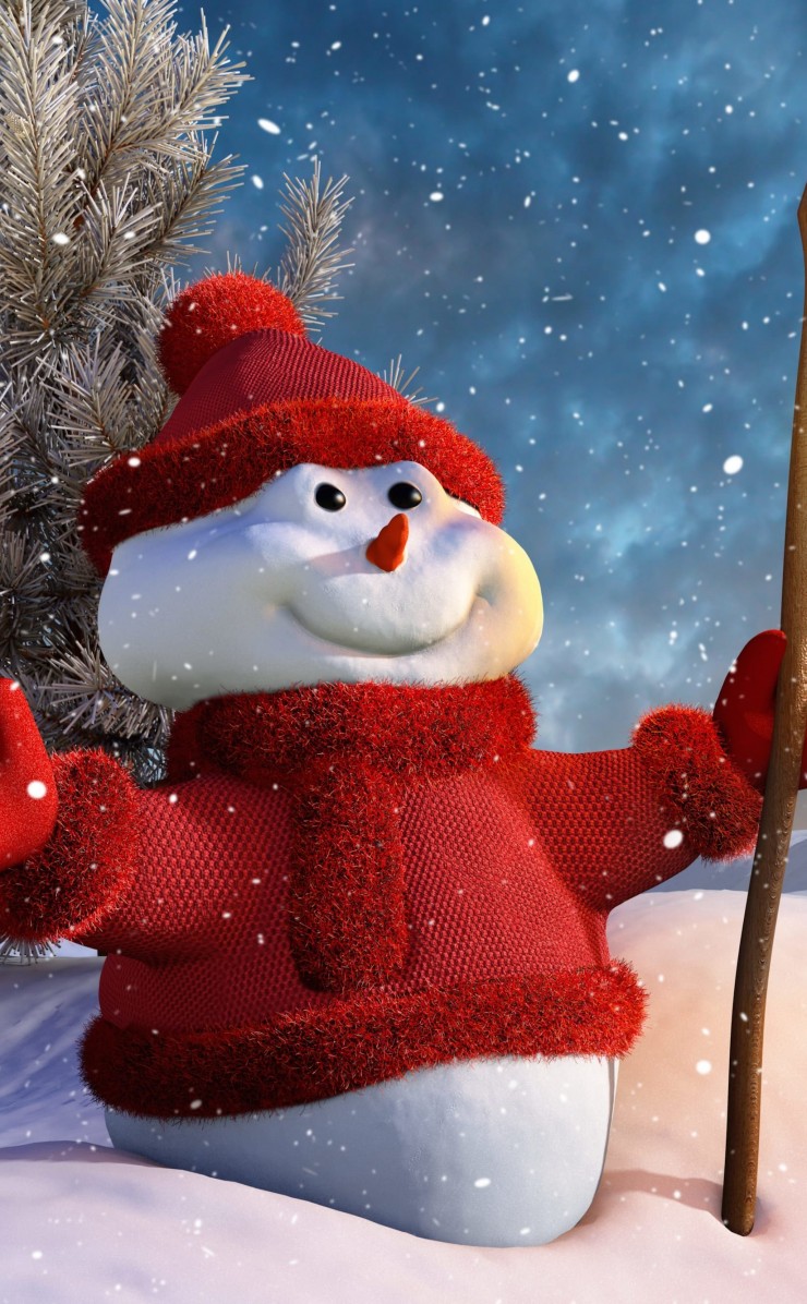 Christmas Snowman Wallpaper for Apple iPhone 4 / 4s