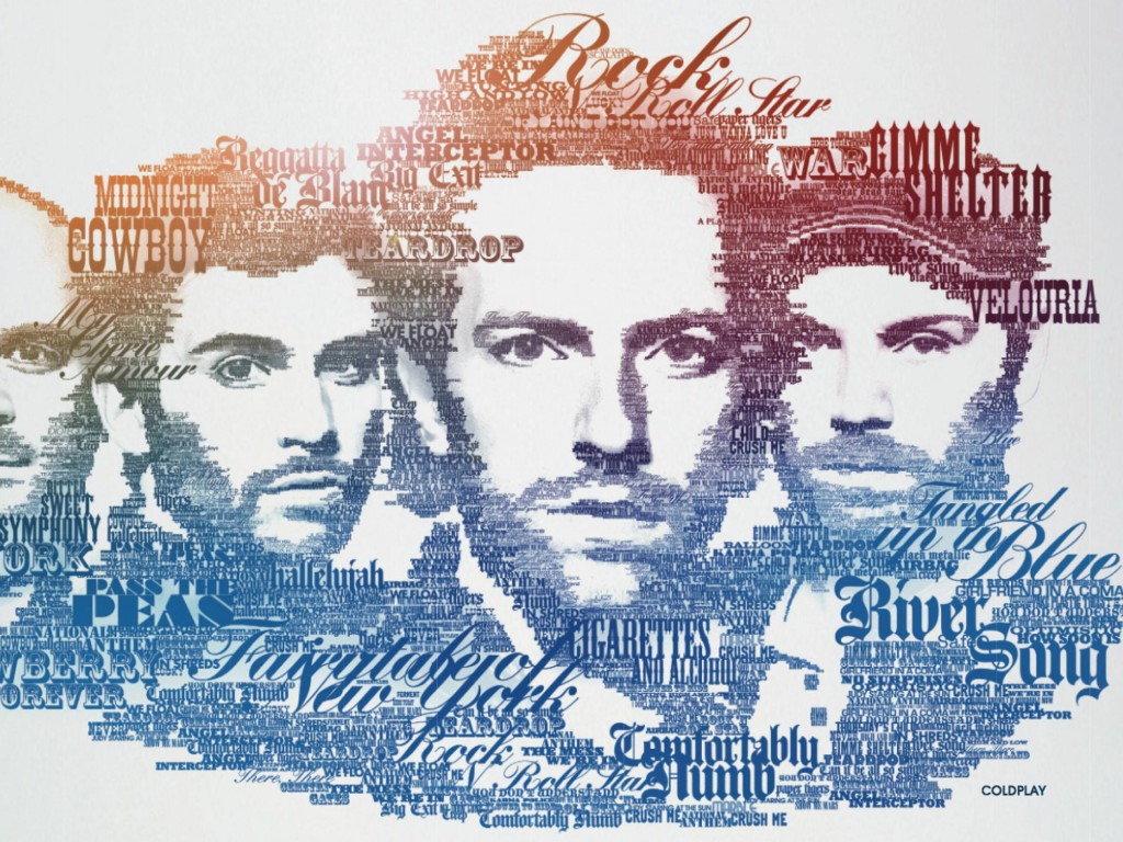 Coldplay Typographic Portrait Wallpaper for Desktop 1024x768