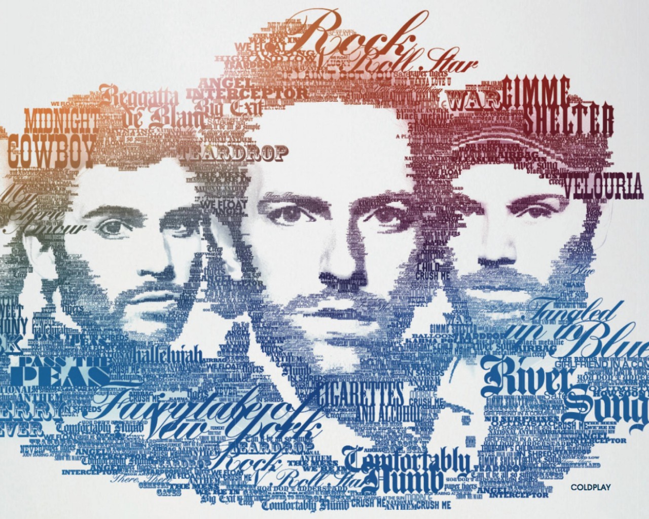 Coldplay Typographic Portrait Wallpaper for Desktop 1280x1024
