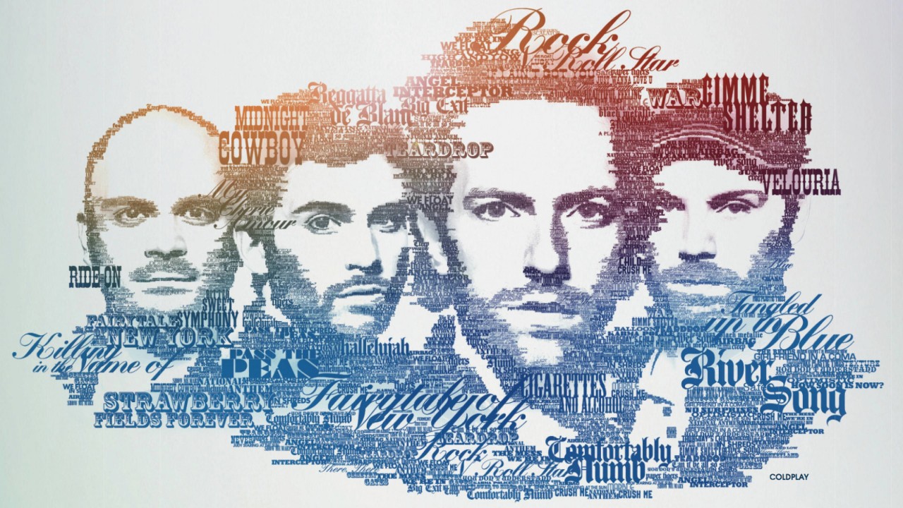 Coldplay Typographic Portrait Wallpaper for Desktop 1280x720
