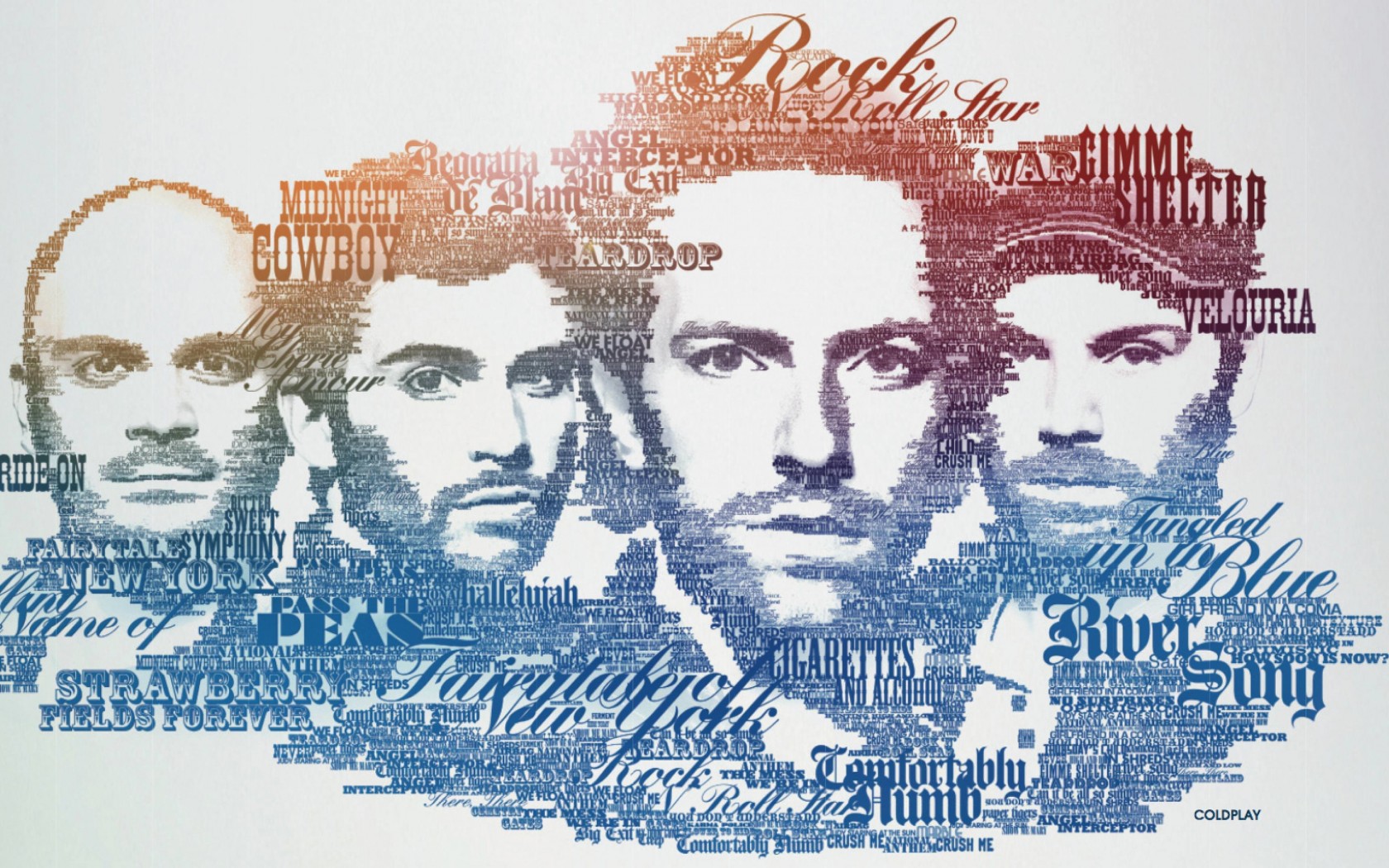Coldplay Typographic Portrait Wallpaper for Desktop 1680x1050