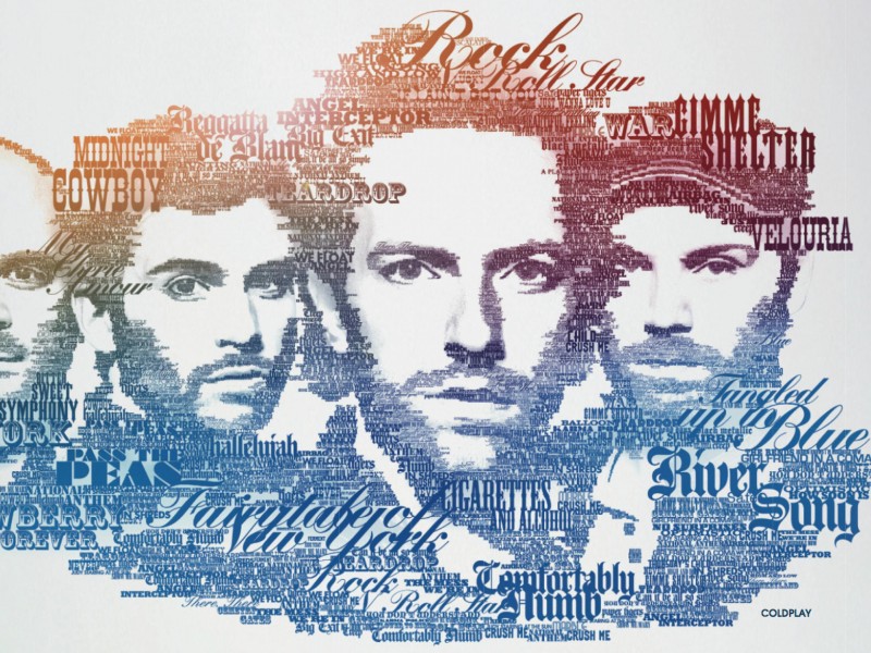 Coldplay Typographic Portrait Wallpaper for Desktop 800x600